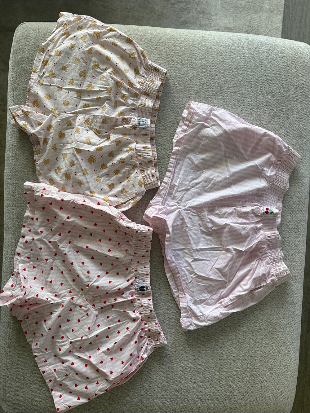 Women’s Cotton Boxer Pajama Shorts Trio - Pink & White